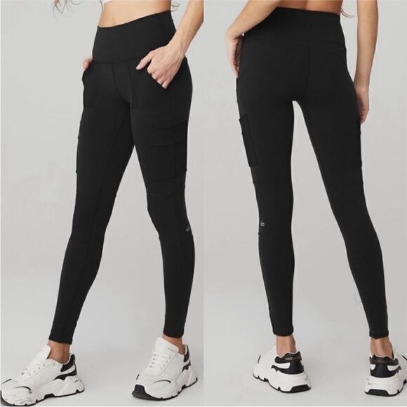 Alo NWT High-Waist Cargo Leggings BLACK SIZE XS - Picture 1 of 8